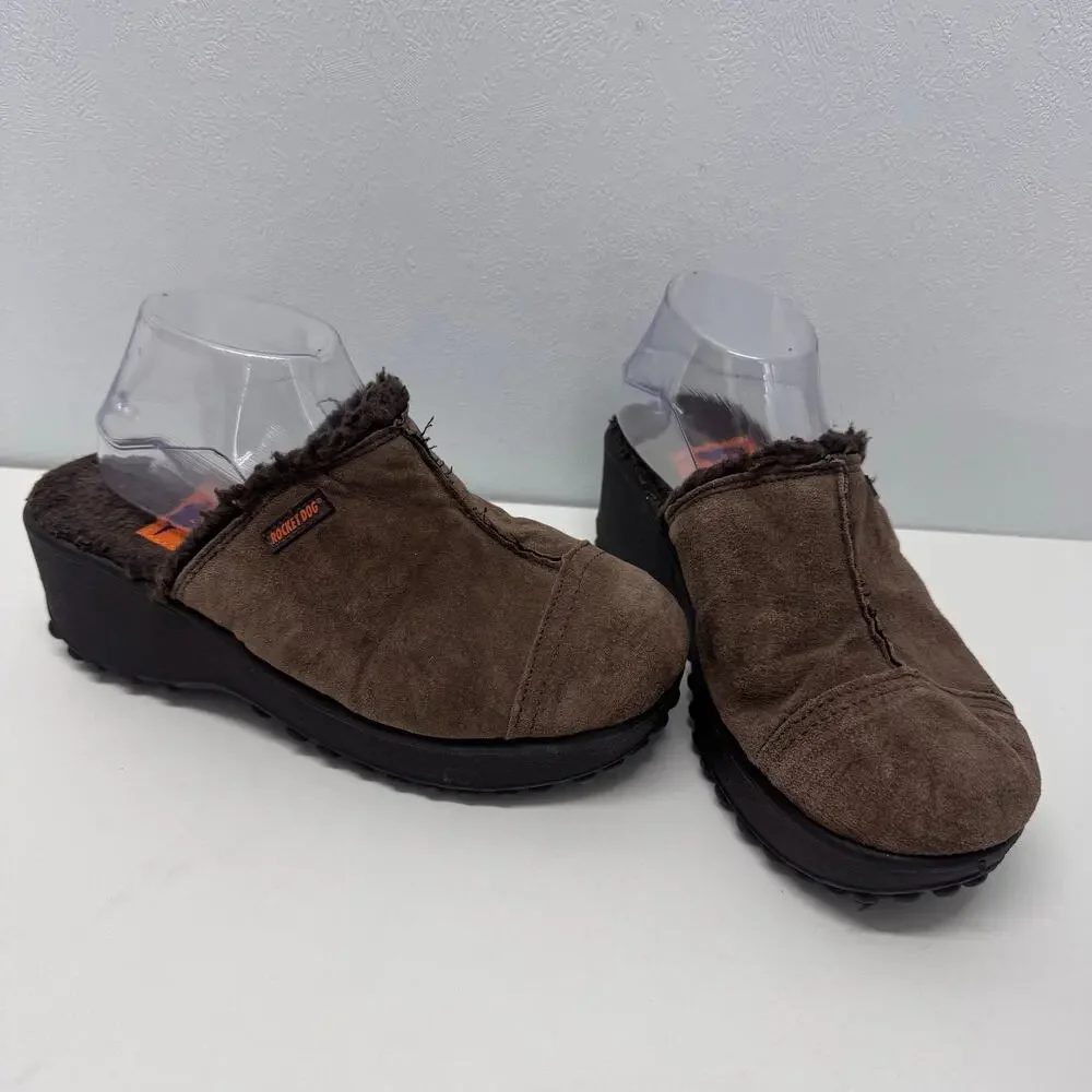Rocket Dog Fran Platform Clog Mule Brown 8.5 Chunky Retro Y2K Style Boho Western